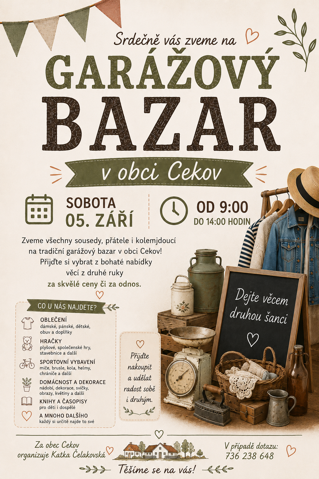 Garážový bazar v obci Cekov