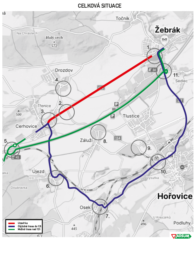 Uzavírka silnice II/605