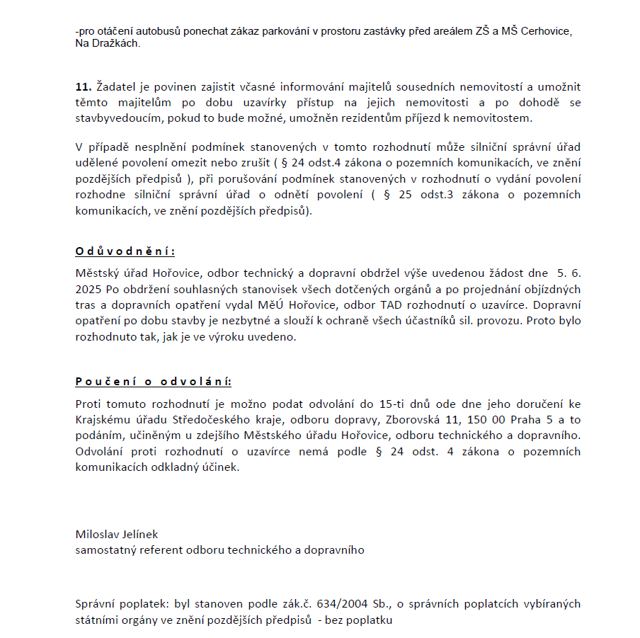 Uzavírka sil. č. II/605 2. etapa