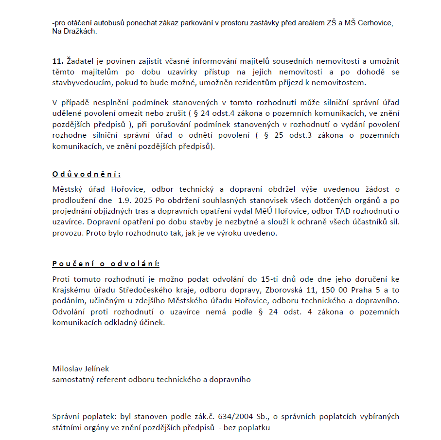 Uzavírka sil. č. II/605 2. etapa - 18.8. - 12.9.2025
