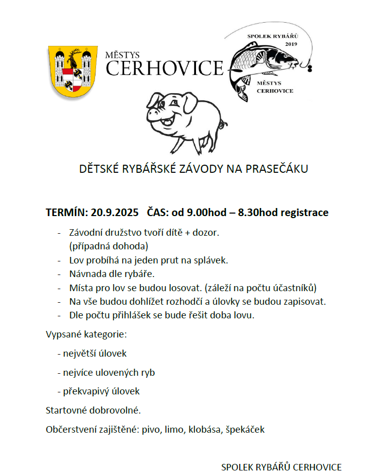 Dětské rybářské závody na prasečáku
