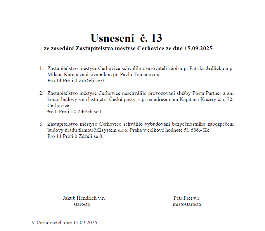 Usnesení č.13