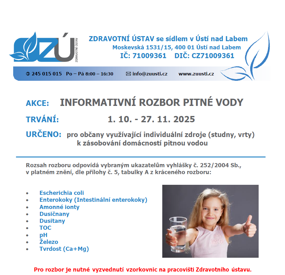Informativní rozbor pitné vody