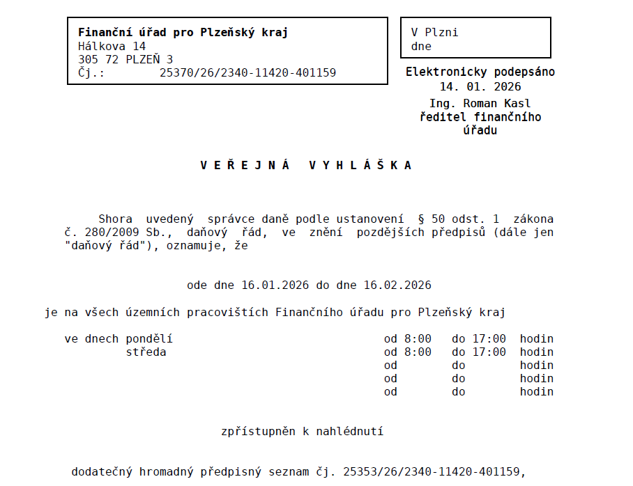 Veřejná vyhláška