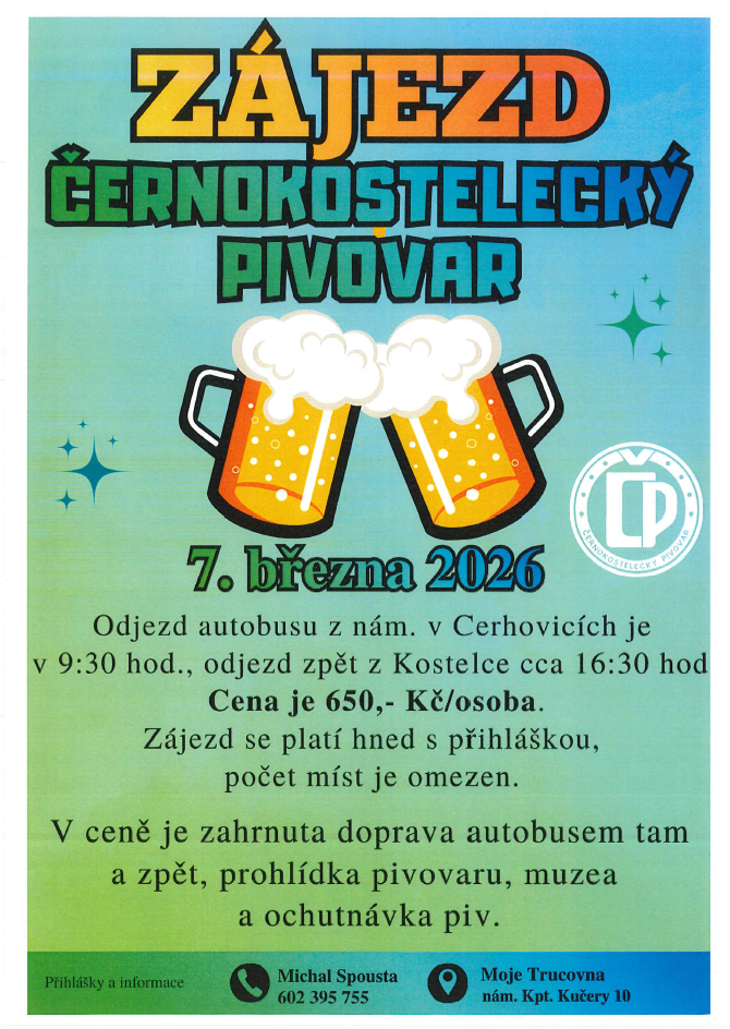 Zájezd Černokostelecký pivovar