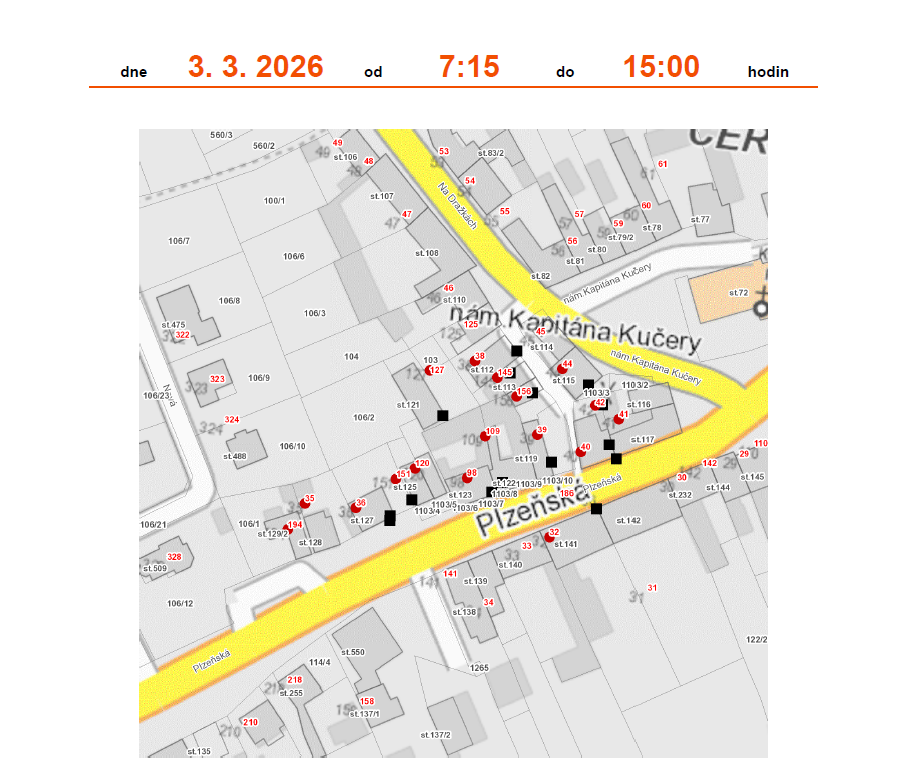 Upozornění na odstávku elektřiny