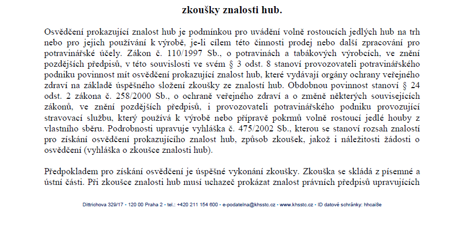 Pozvánka ke zkouškám znalosti hub v roce 2026