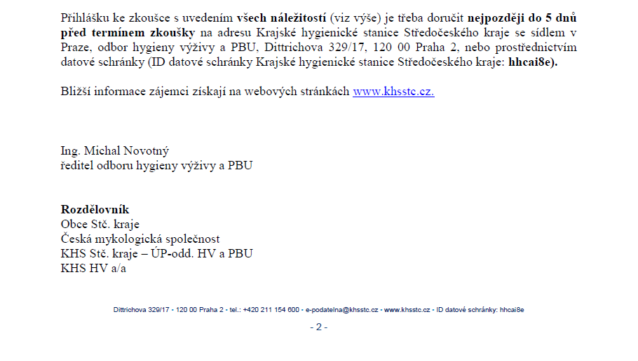 Pozvánka ke zkouškám znalosti hub v roce 2026