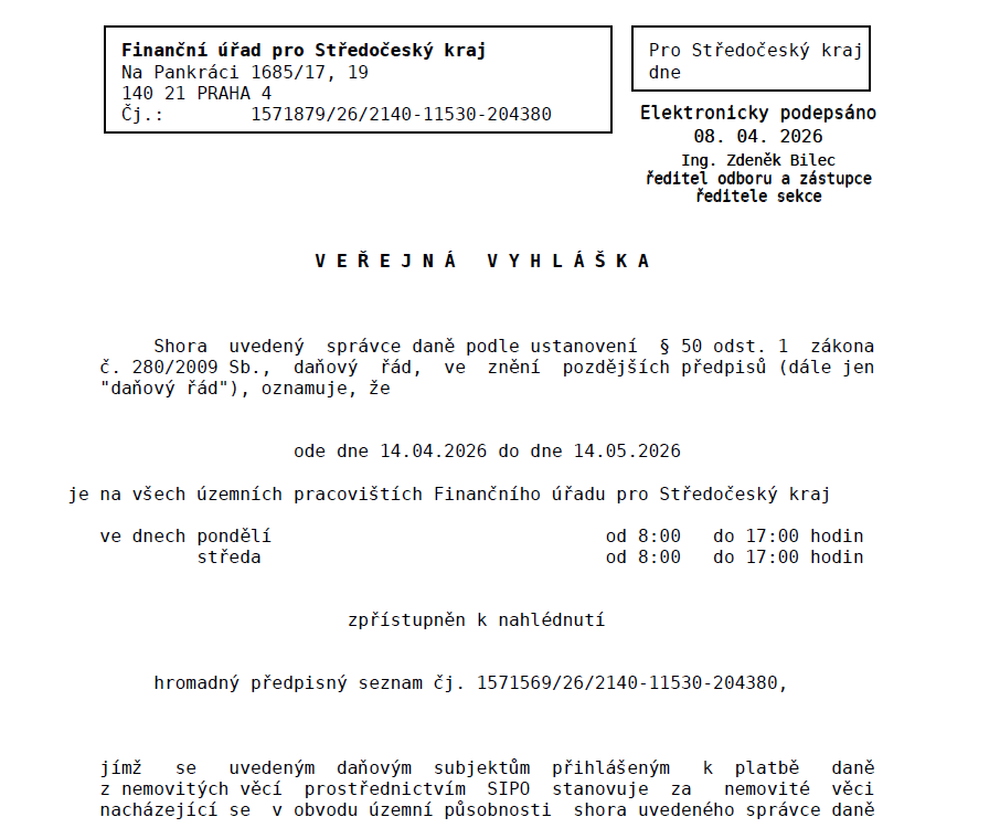 Veřejná vyhláška