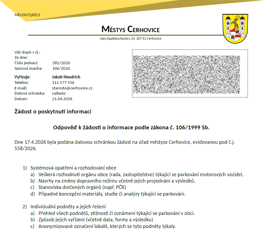 Poskytnutí informací dle zákona 106/1999 Sb. 