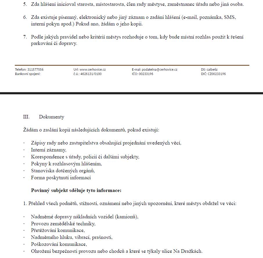 Poskytnutí informací dle zákona 106/1999 Sb. 