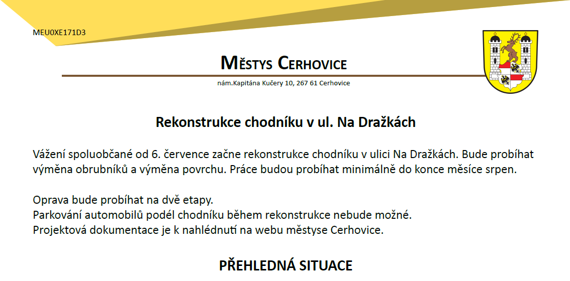 Oprava chodníku v ulici Na Dražkách
