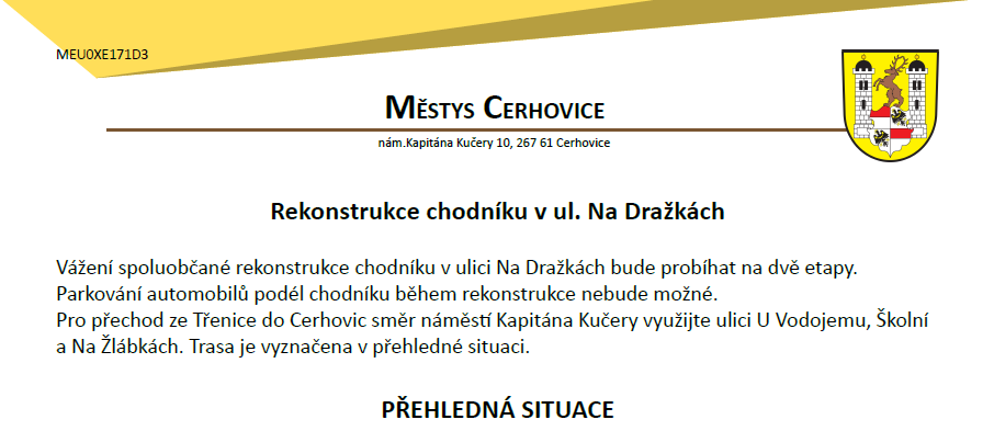 Oprava chodníku Na Dražkách etapa I.
