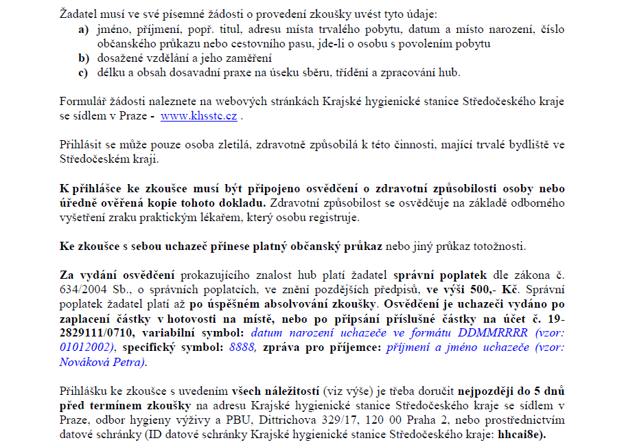 Pozvánka ke zkoušce znalosti hub v roce 2026