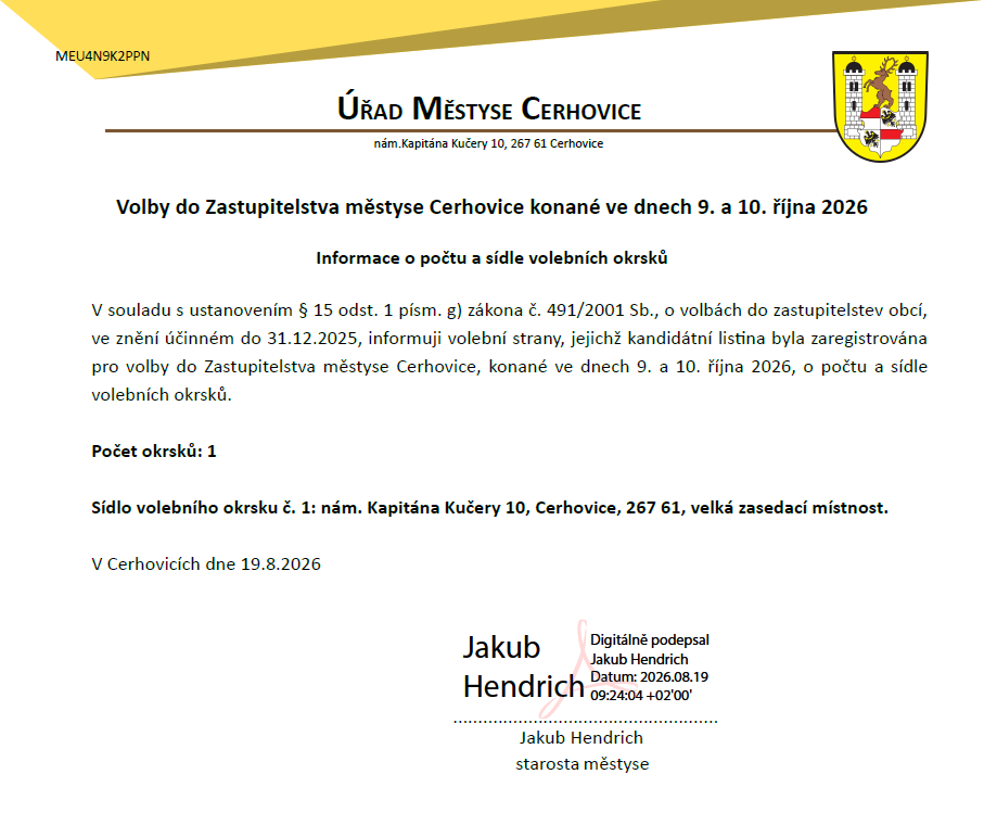Volby do Zastupitelstva městyse Cerhovice