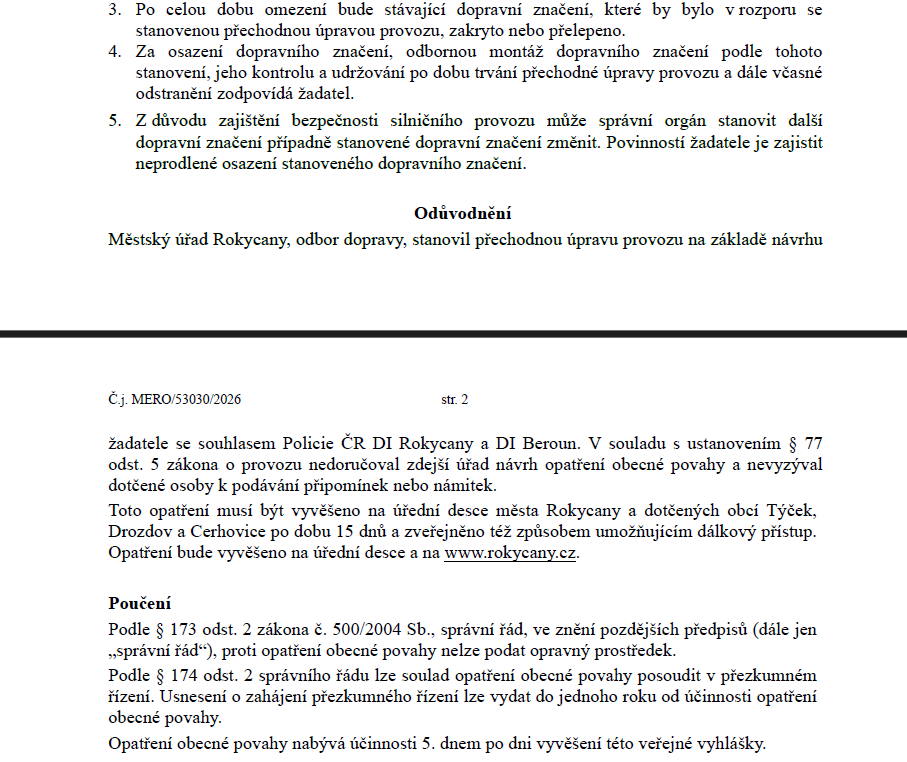 Veřejná vyhláška opatření obecné povahy
